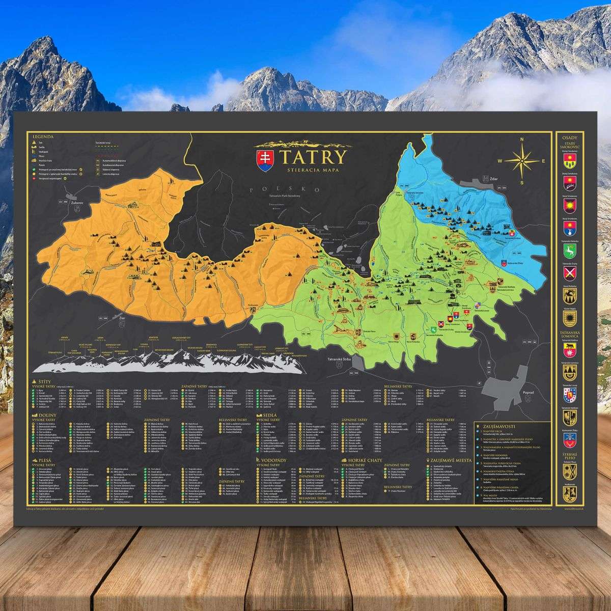 Scratch map of the Western, Belianske and High Tatras