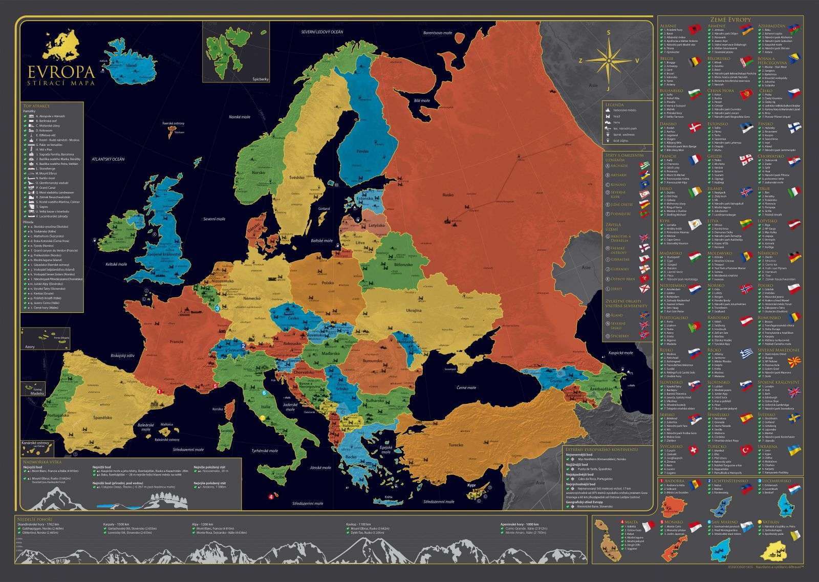 Rubbelkarte von Europa - Tschechische Version