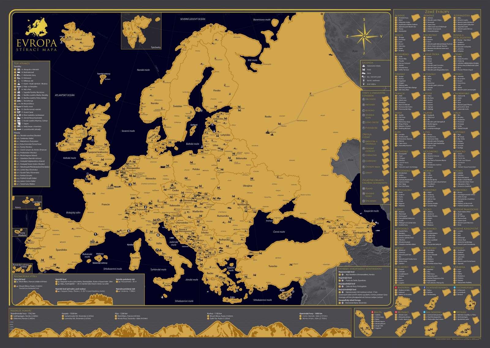 Rubbelkarte von Europa - Tschechische Version