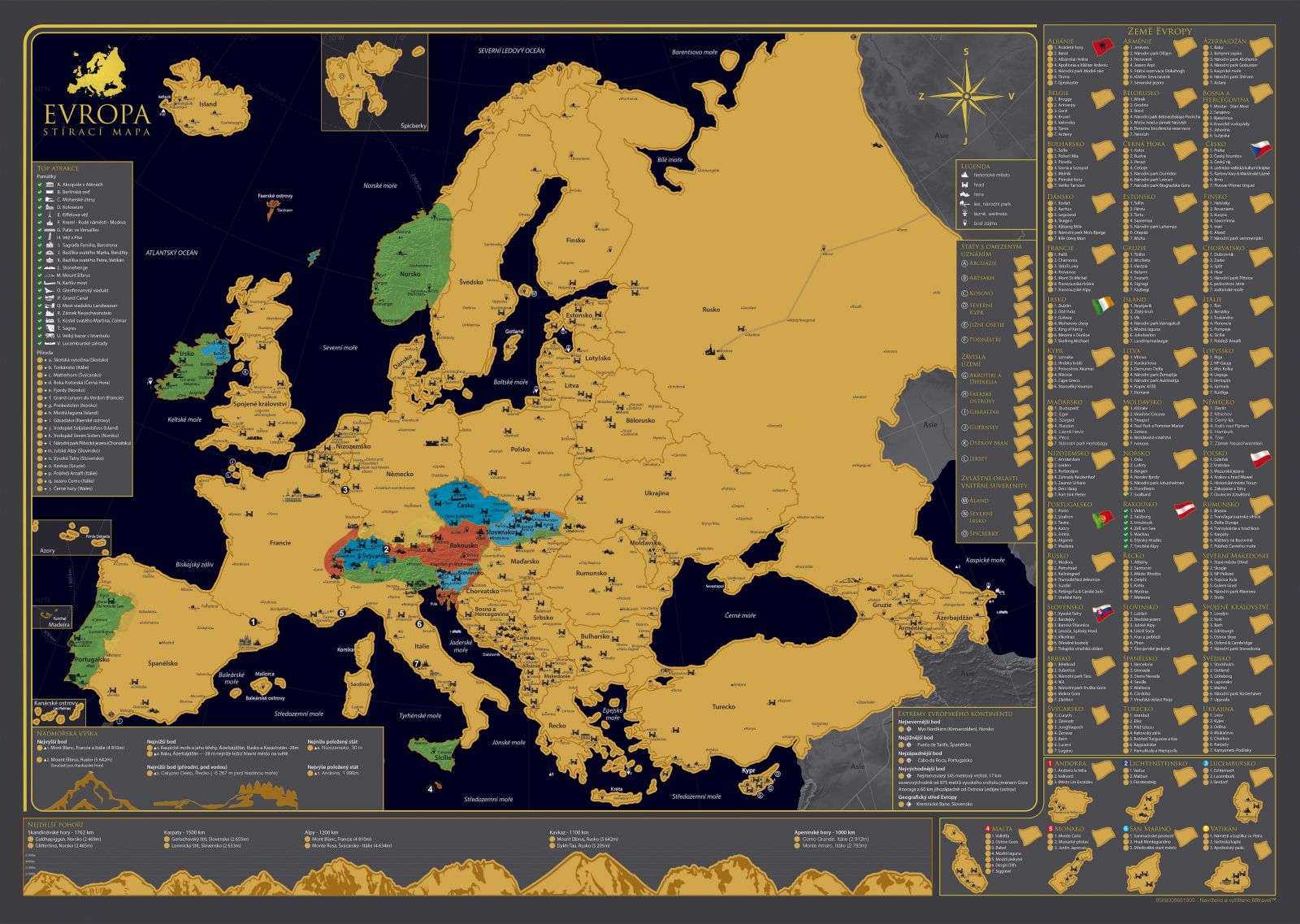Scratch map of Europe - Czech version