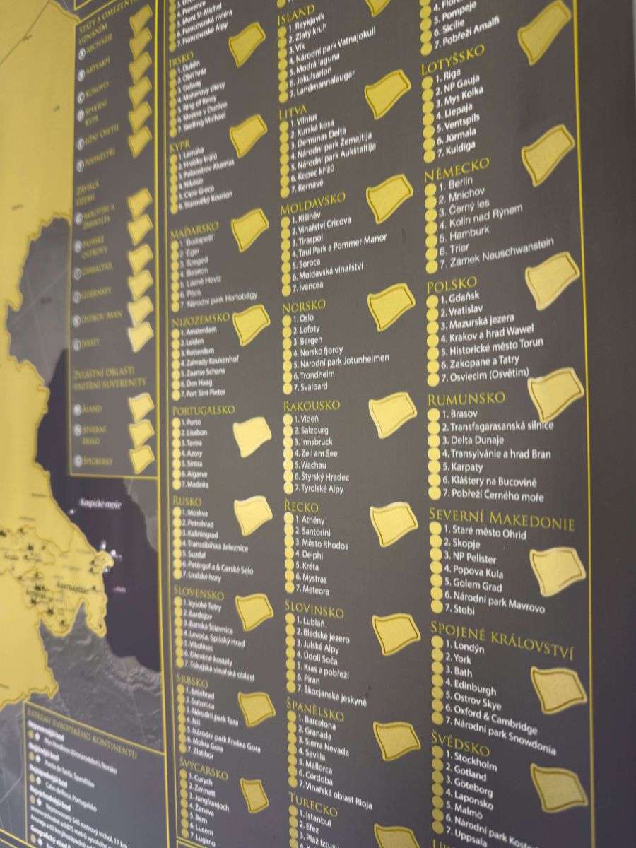 Scratch map of Europe - Czech version