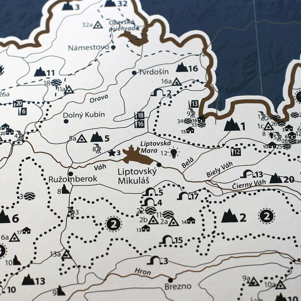 Scratch off map of Slovakia - natural history