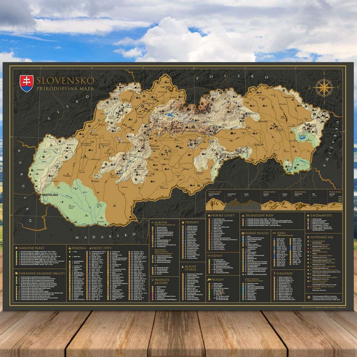 Scratch off map of Slovakia - natural history