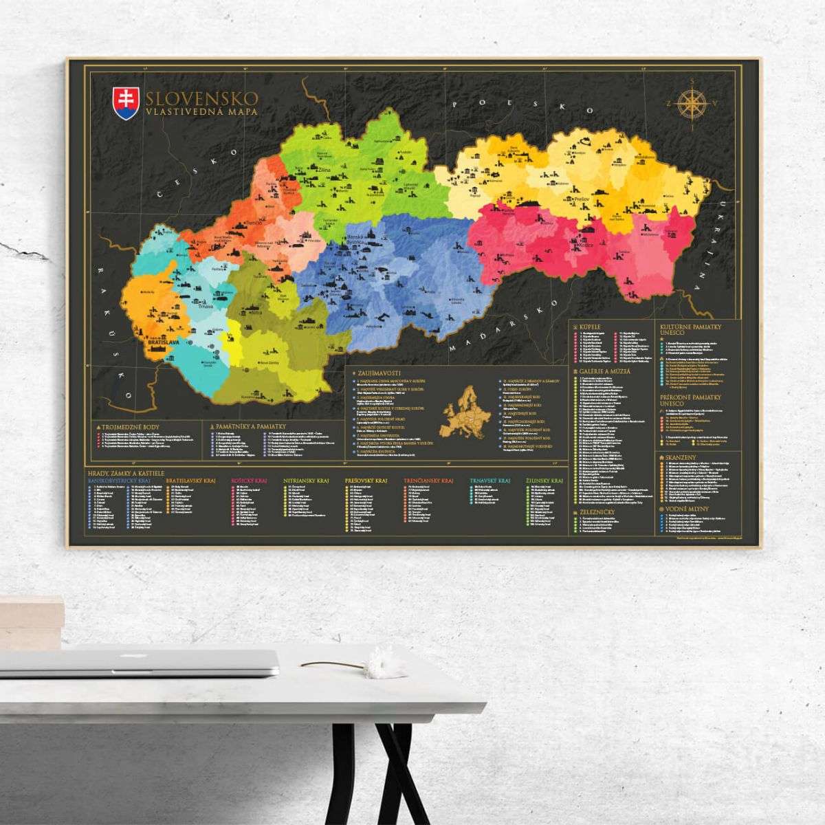 Scratch off map of Slovakia - topographical map