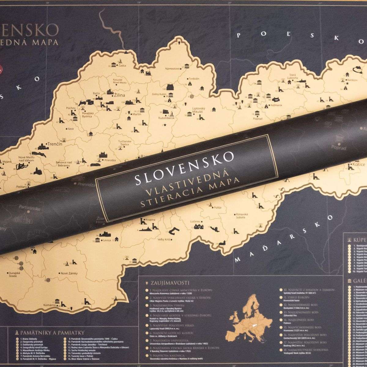 Scratch off map of Slovakia - topographical map