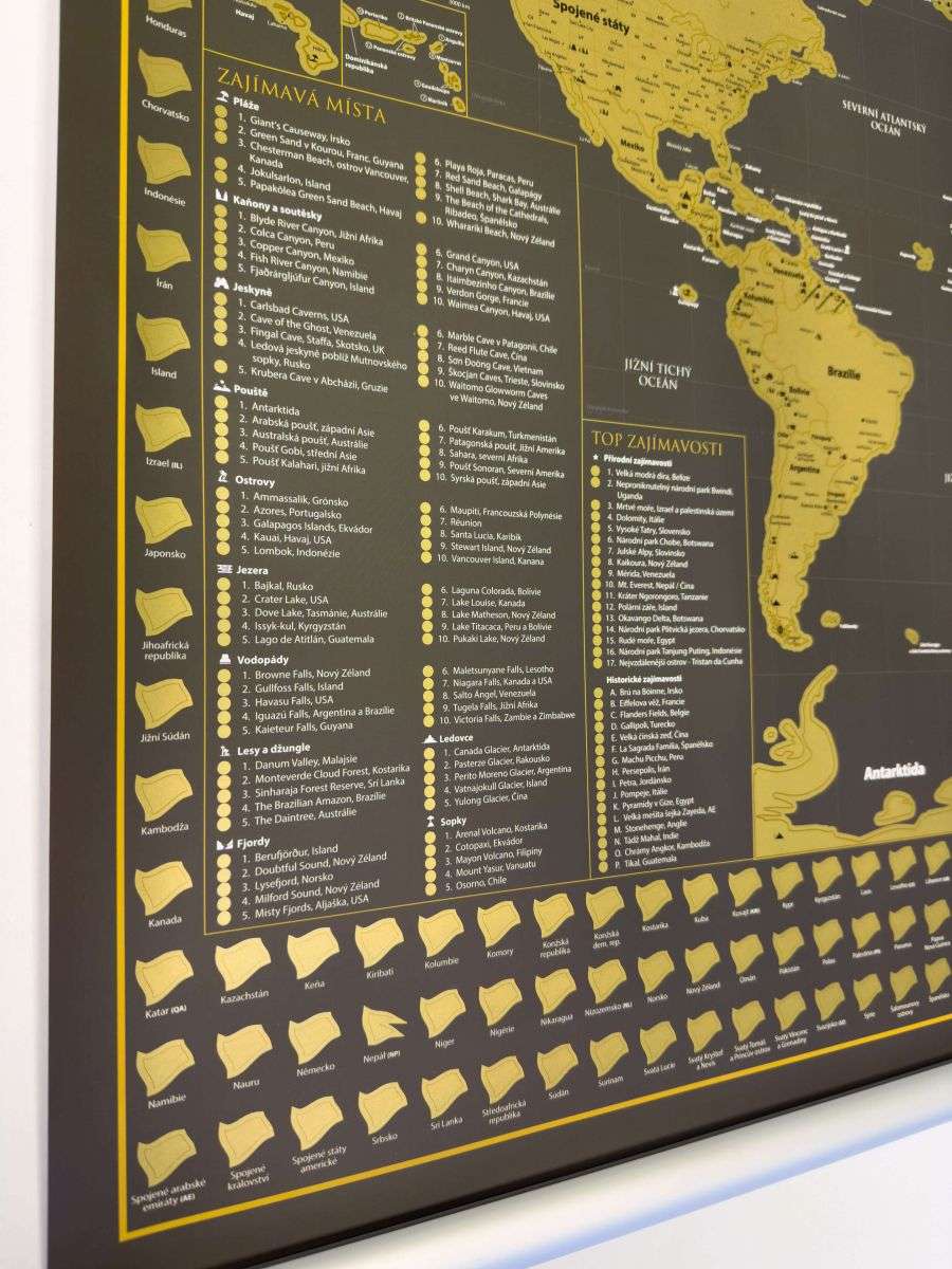 Scratch off map of the World - Czech version