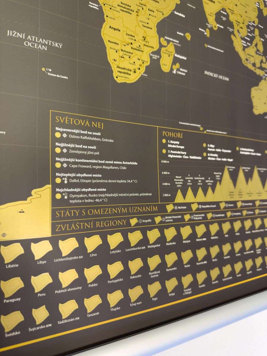 Scratch off map of the World - Czech version
