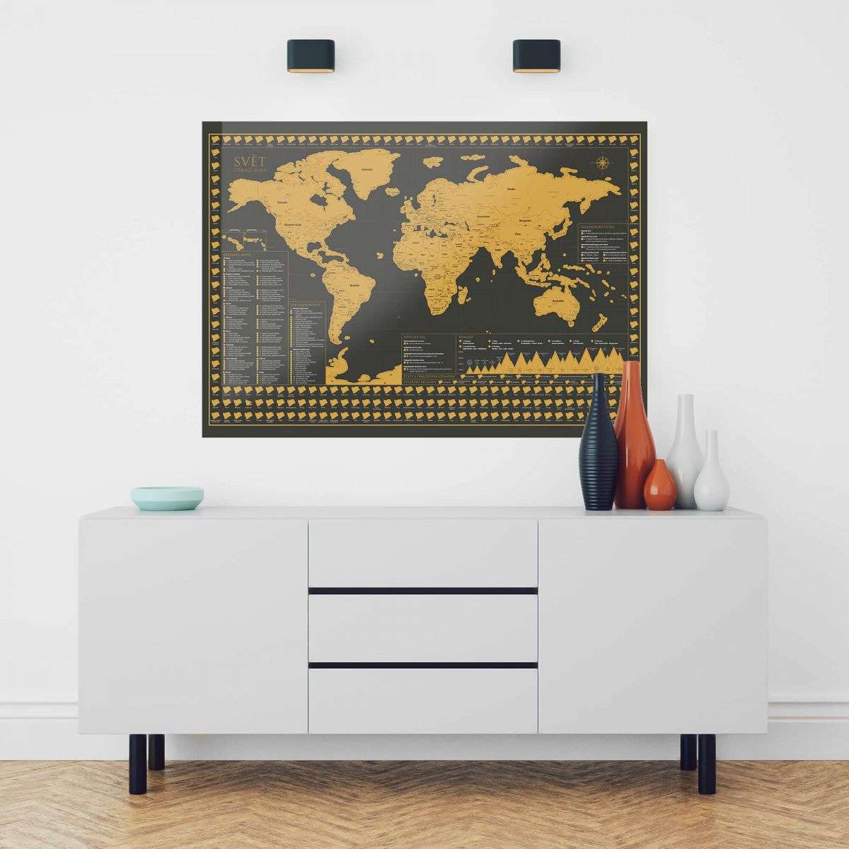 Scratch off map of the World - Czech version