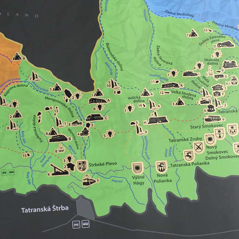 Scratch off map of the Western, Belianske and High Tatras - size A3
