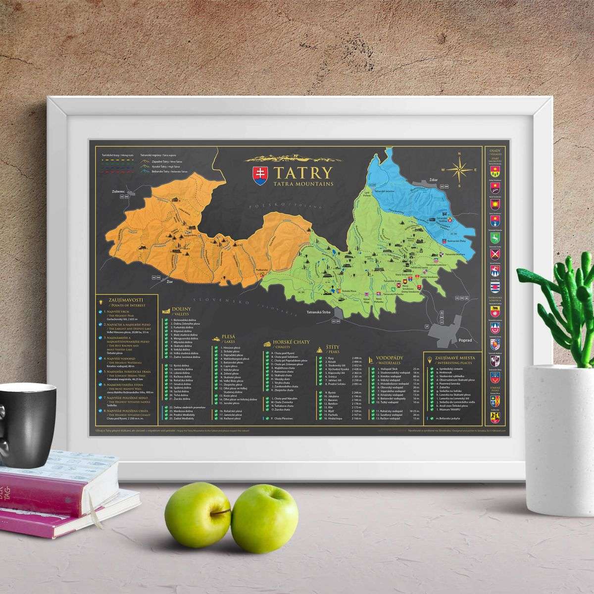 Scratch off map of the Western, Belianske and High Tatras - size A3