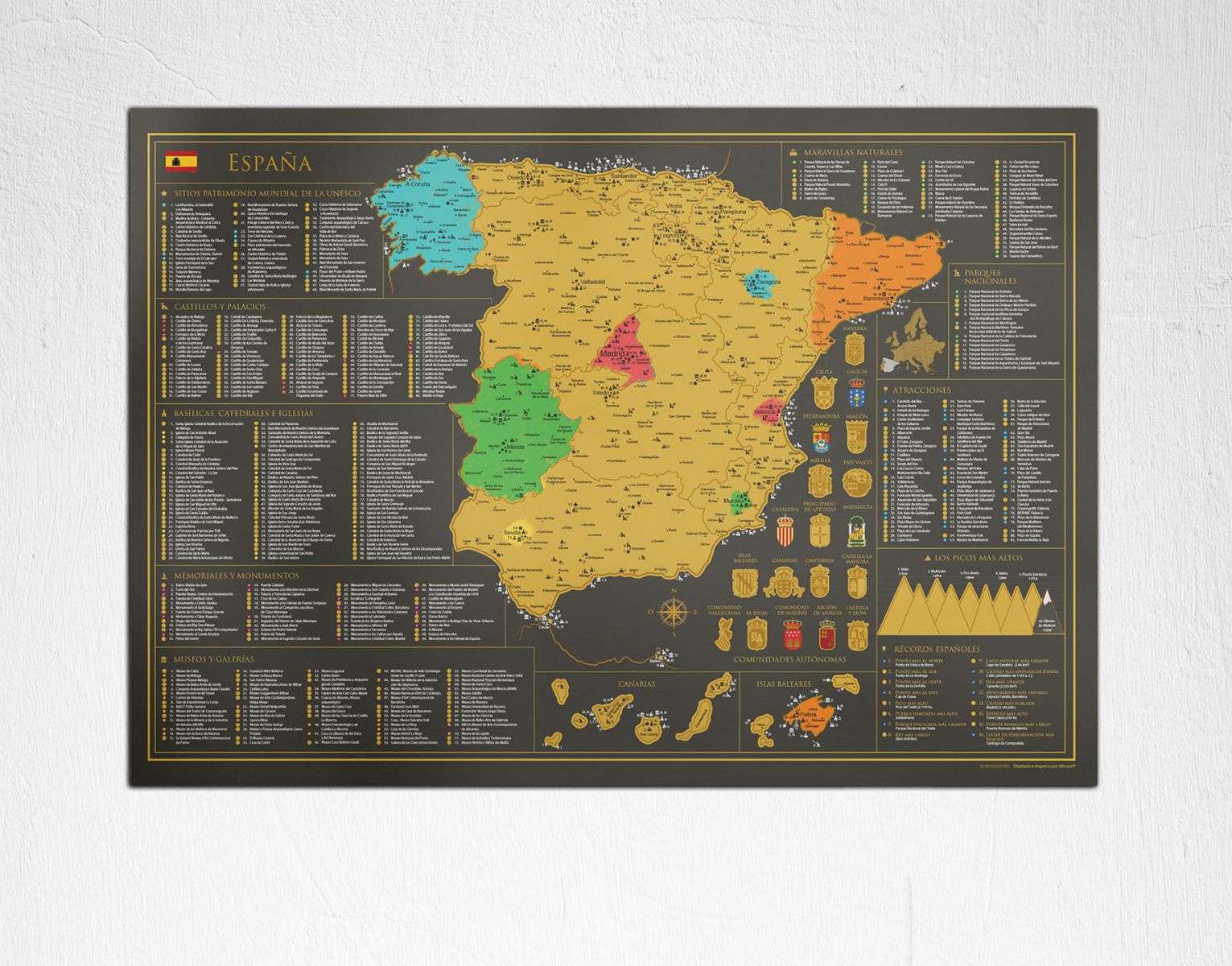 Scratch off map of Spain