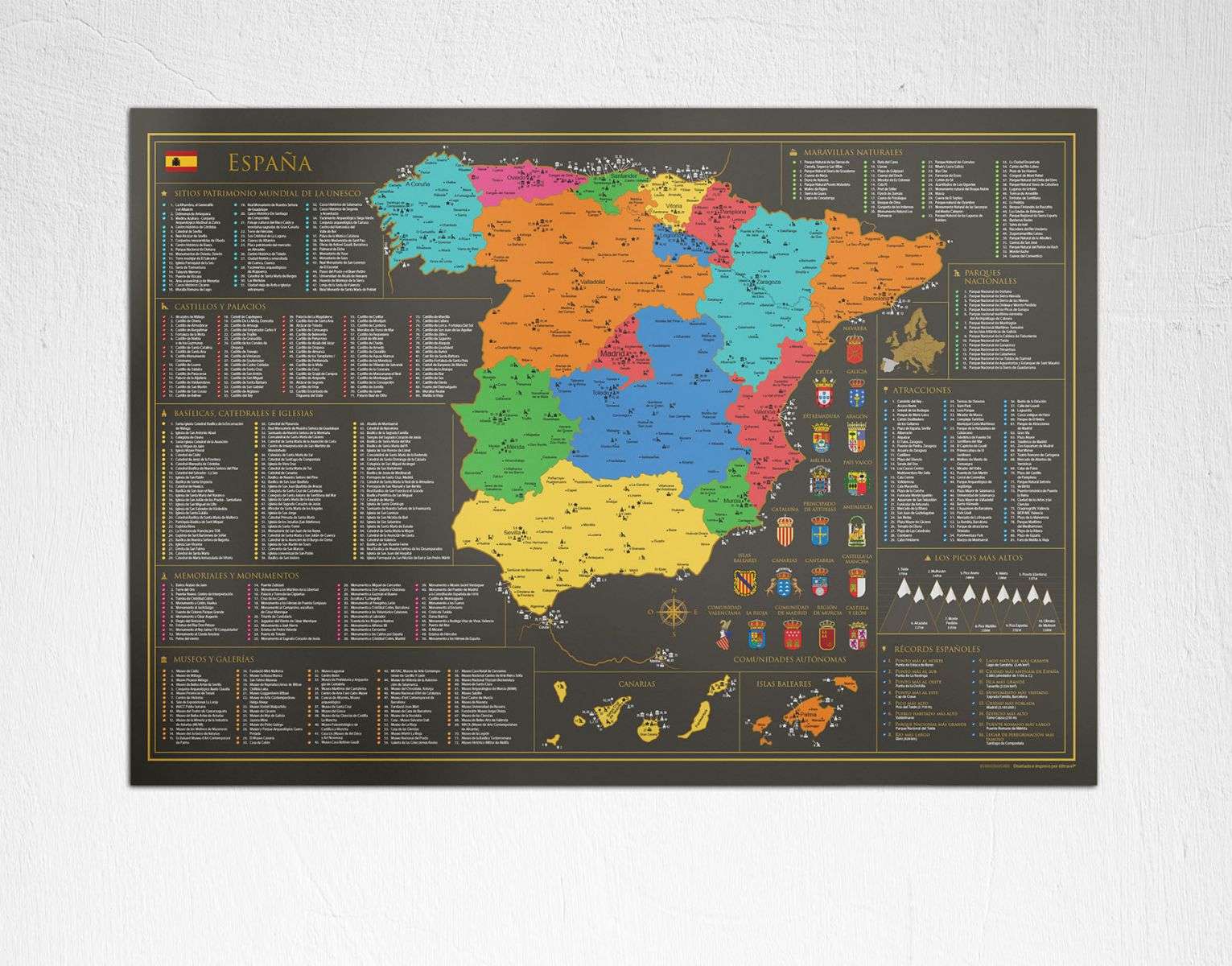 Scratch off map of Spain