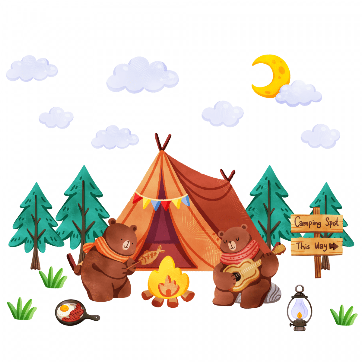 Textile wall sticker "Bears on the tent"