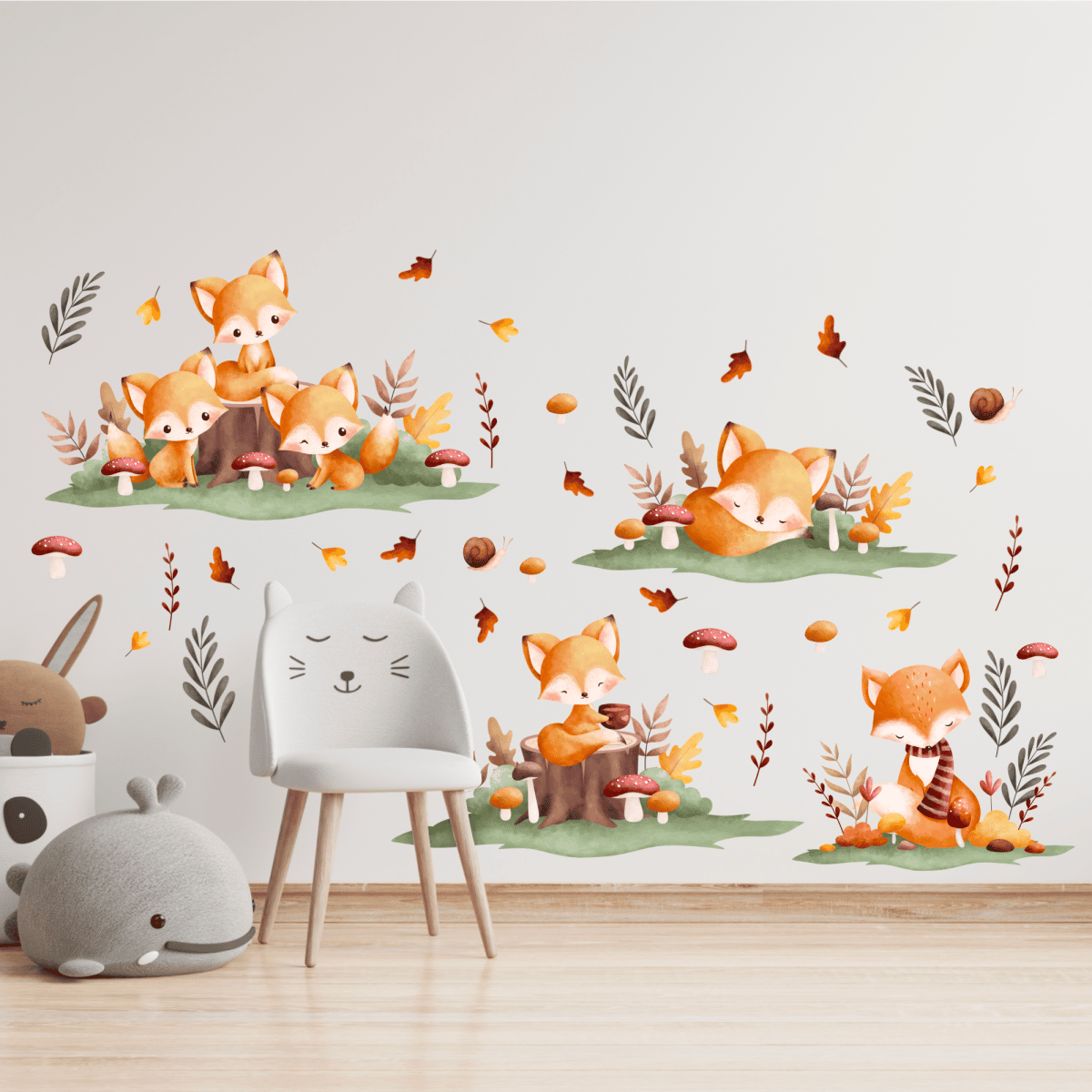 Textile wall sticker "Foxes"