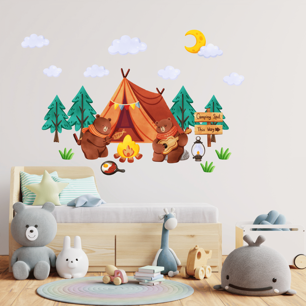 Textile wall sticker "Bears on the tent"