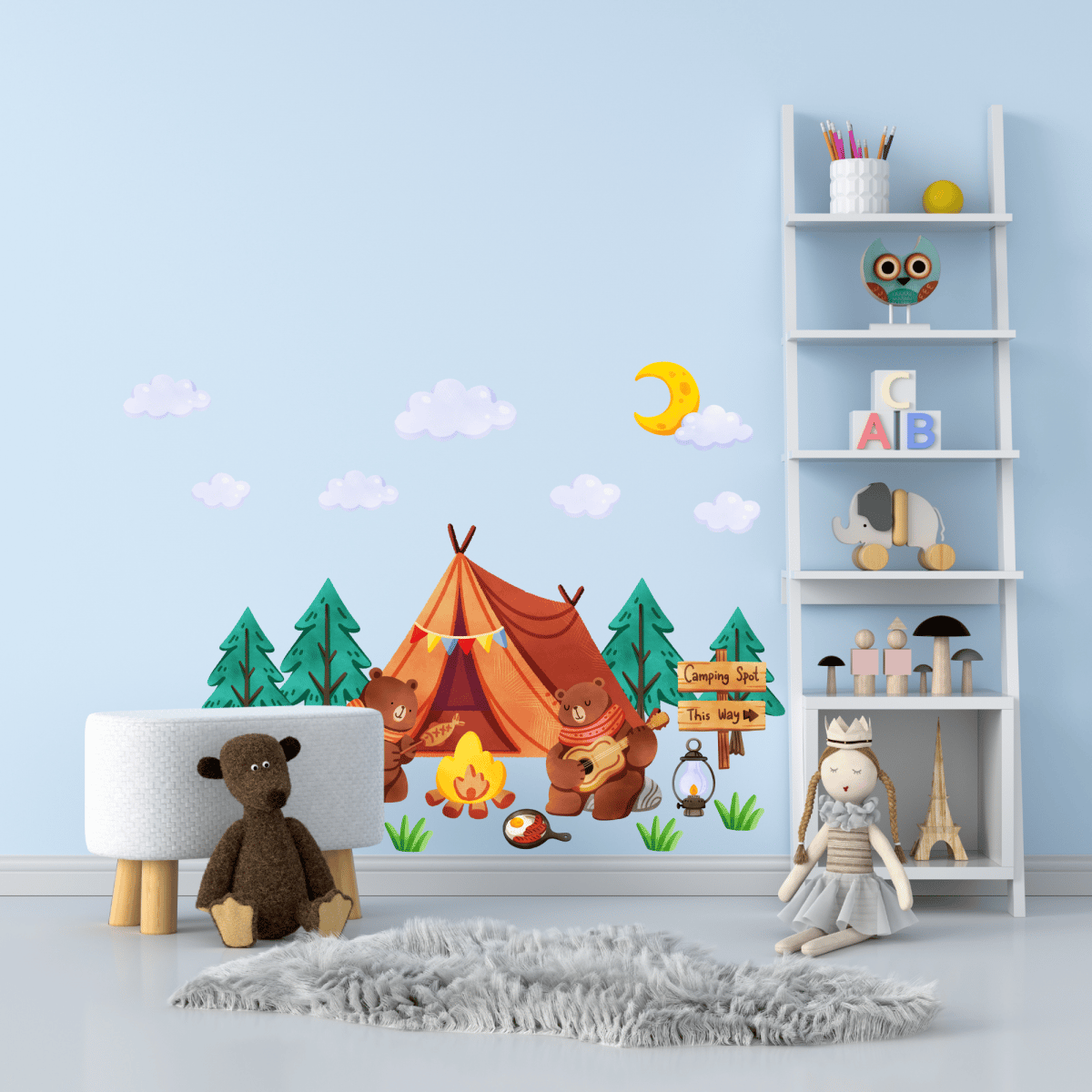 Textile wall sticker "Bears on the tent"