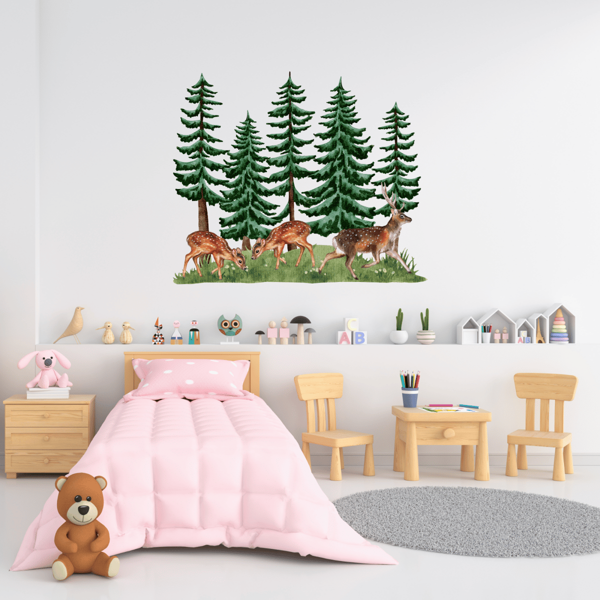 Textile wall sticker "Forest with animals"
