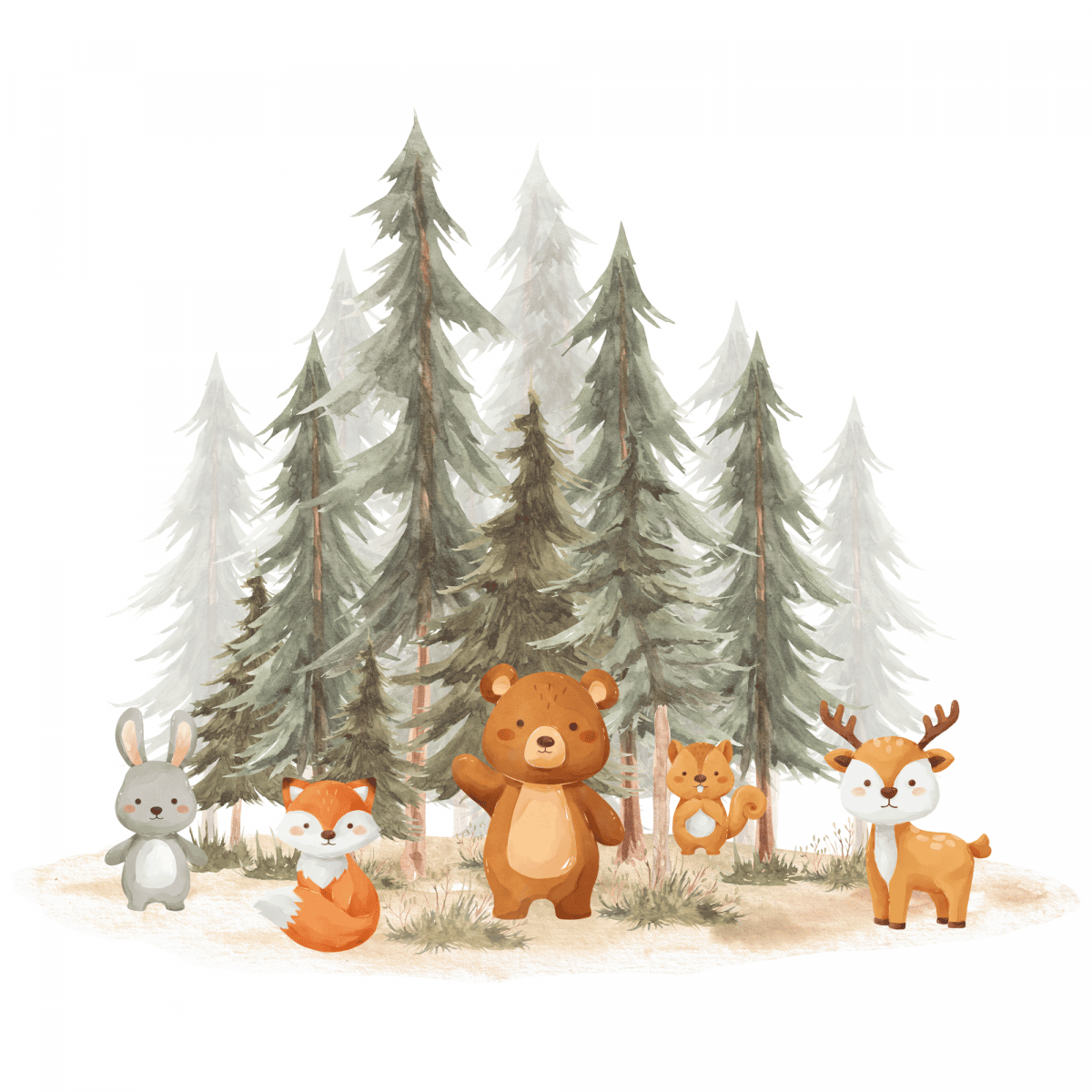 Textile wall sticker "Forest with animals 2"