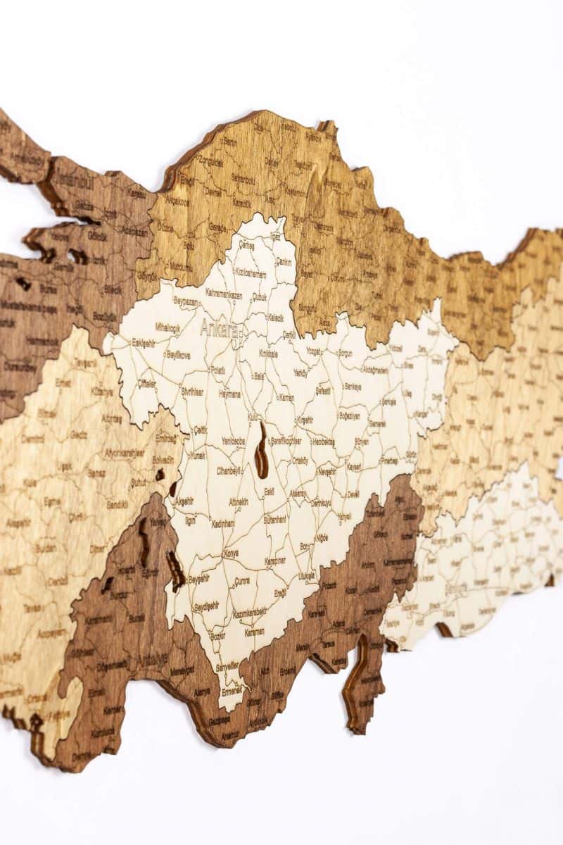 Turkey Wooden Map