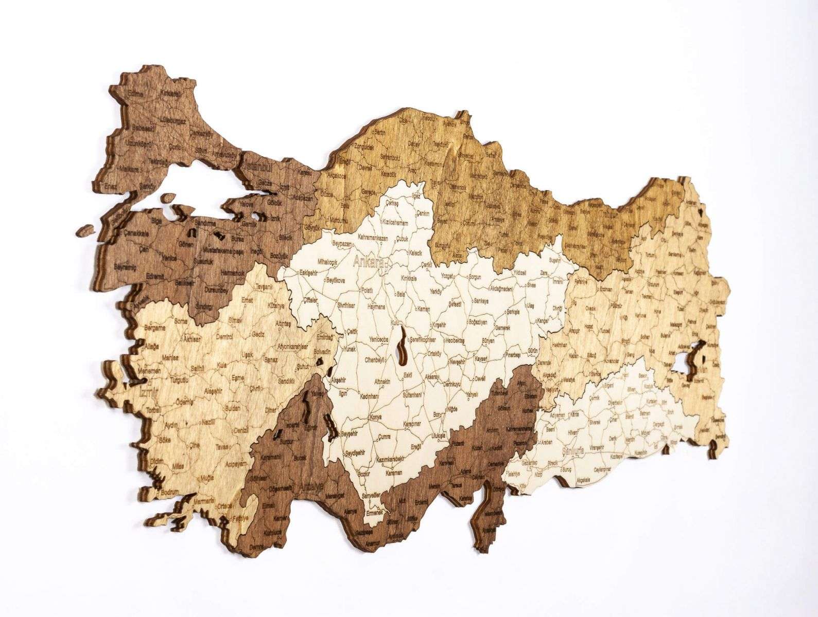 Turkey Wooden Map