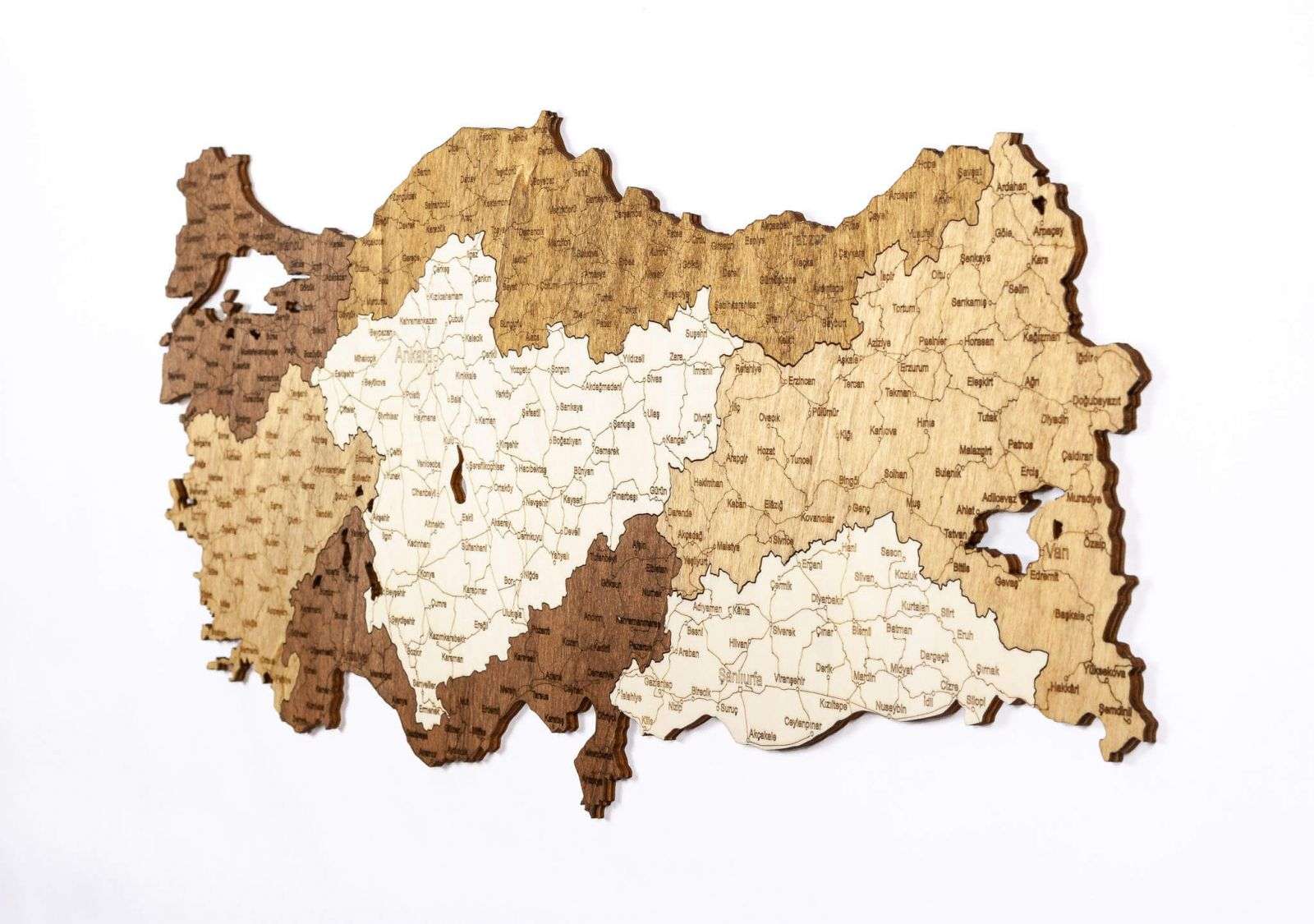 Turkey Wooden Map