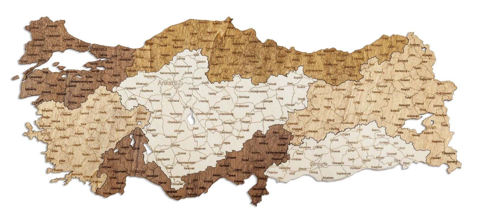 Turkey Wooden Map