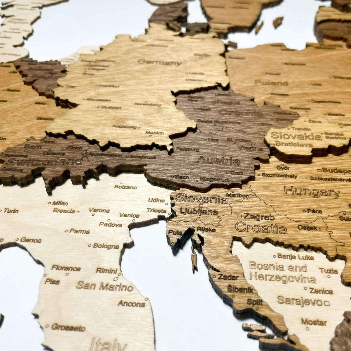 3D Wooden Wall Map of Europe