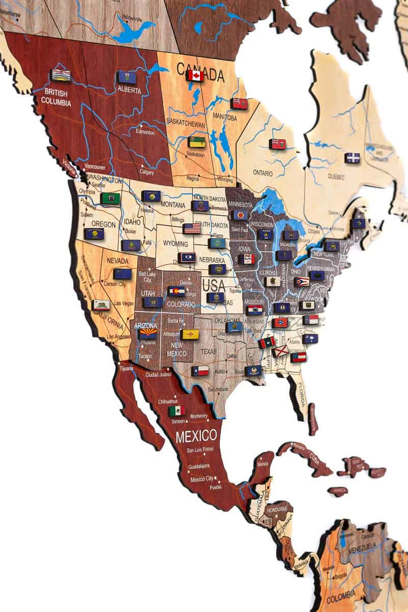 Drevené vlajočky krajín Sveta ku plnofarebným mapám