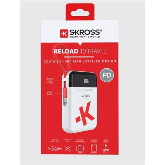 SKROSS Power Bank Reload 10 Travel, 20W PD, 10,000mAh, USB A+C