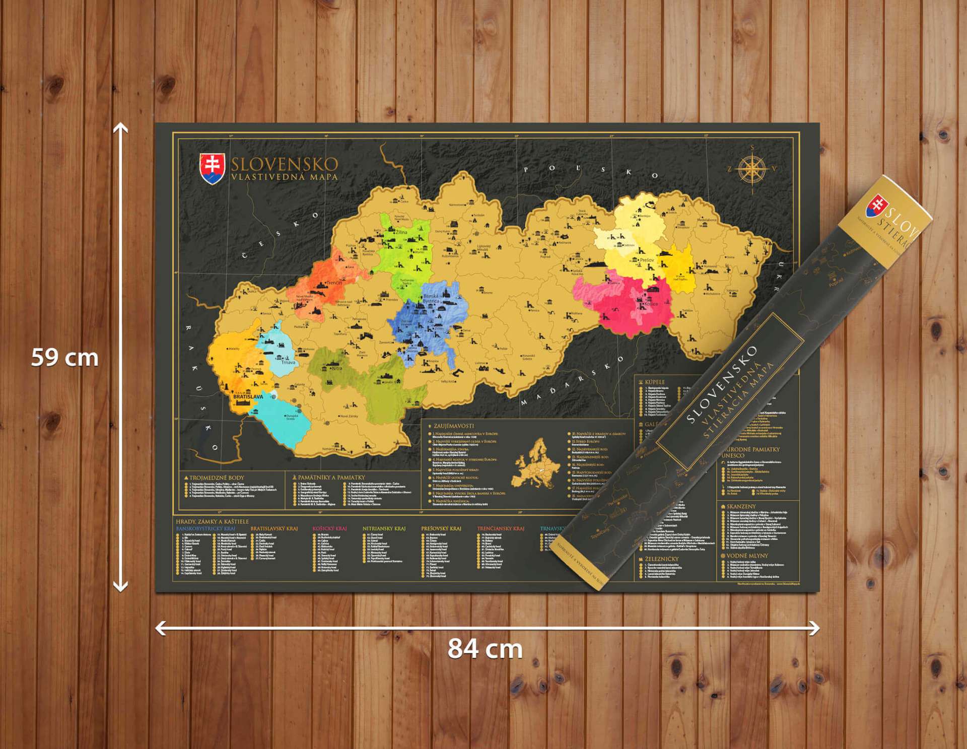 Scratch off map of Slovakia - topographical map