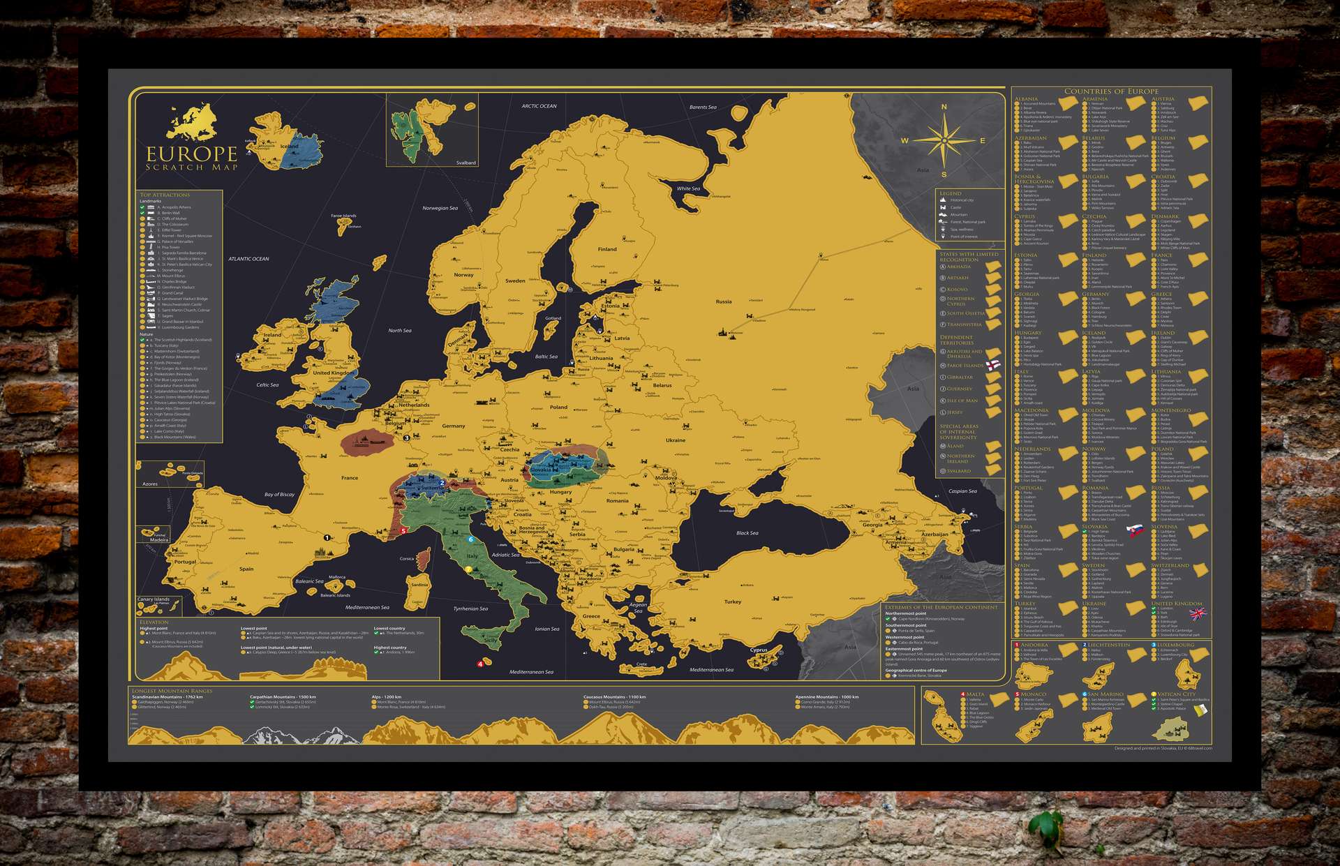 Scratch map of Europe