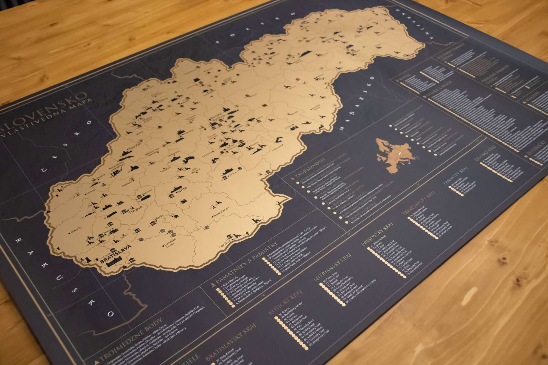 Scratch off map of Slovakia - topographical map