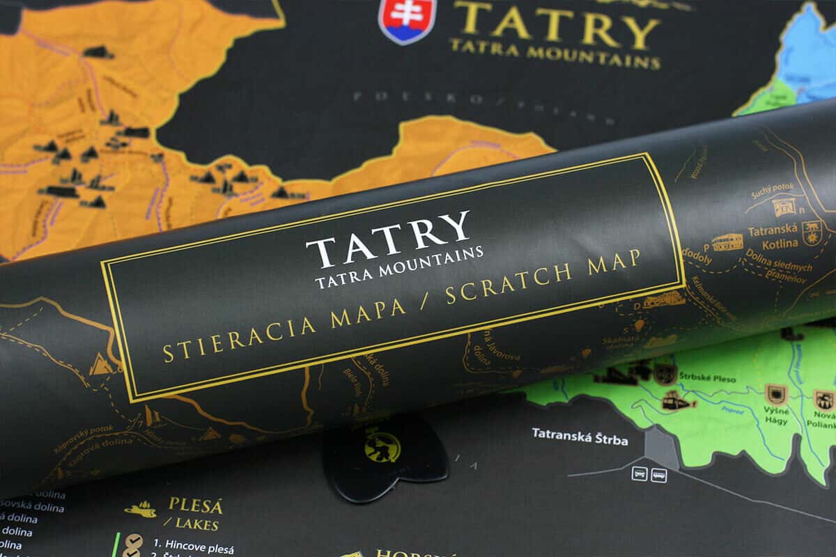 Abgekratzte Karte der Westlichen, Belianske und Hohen Tatra - Format A3