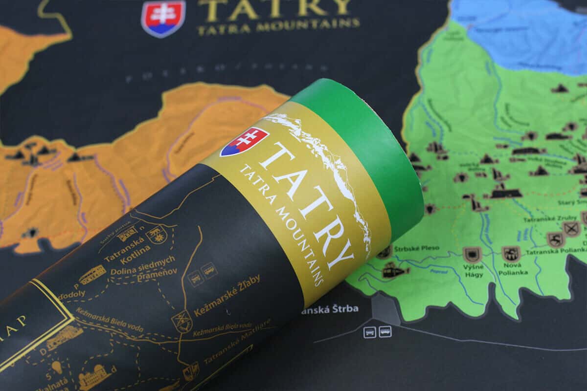 Scratch off map of the Western, Belianske and High Tatras - size A3
