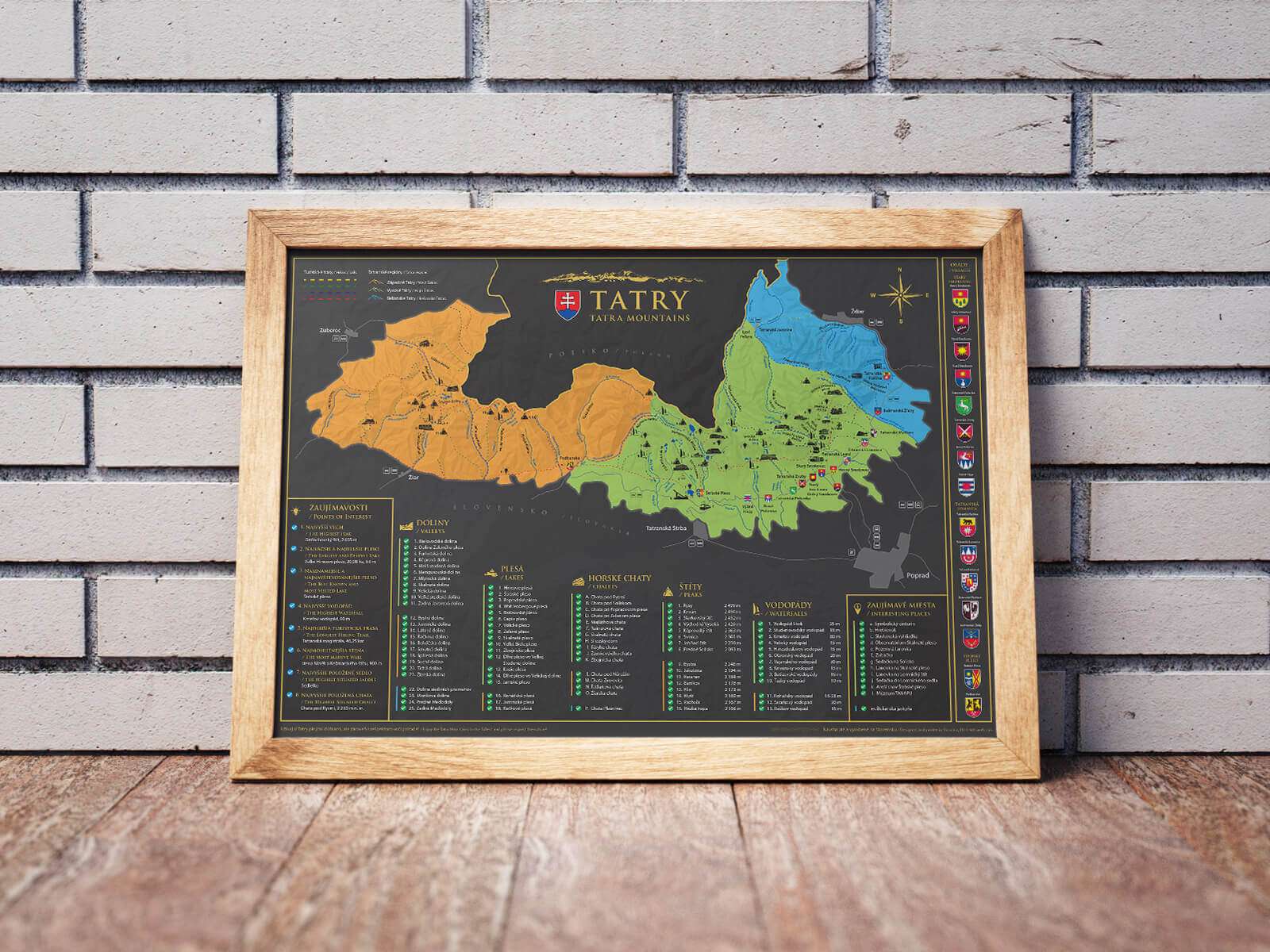 Scratch off map of the Western, Belianske and High Tatras - size A3