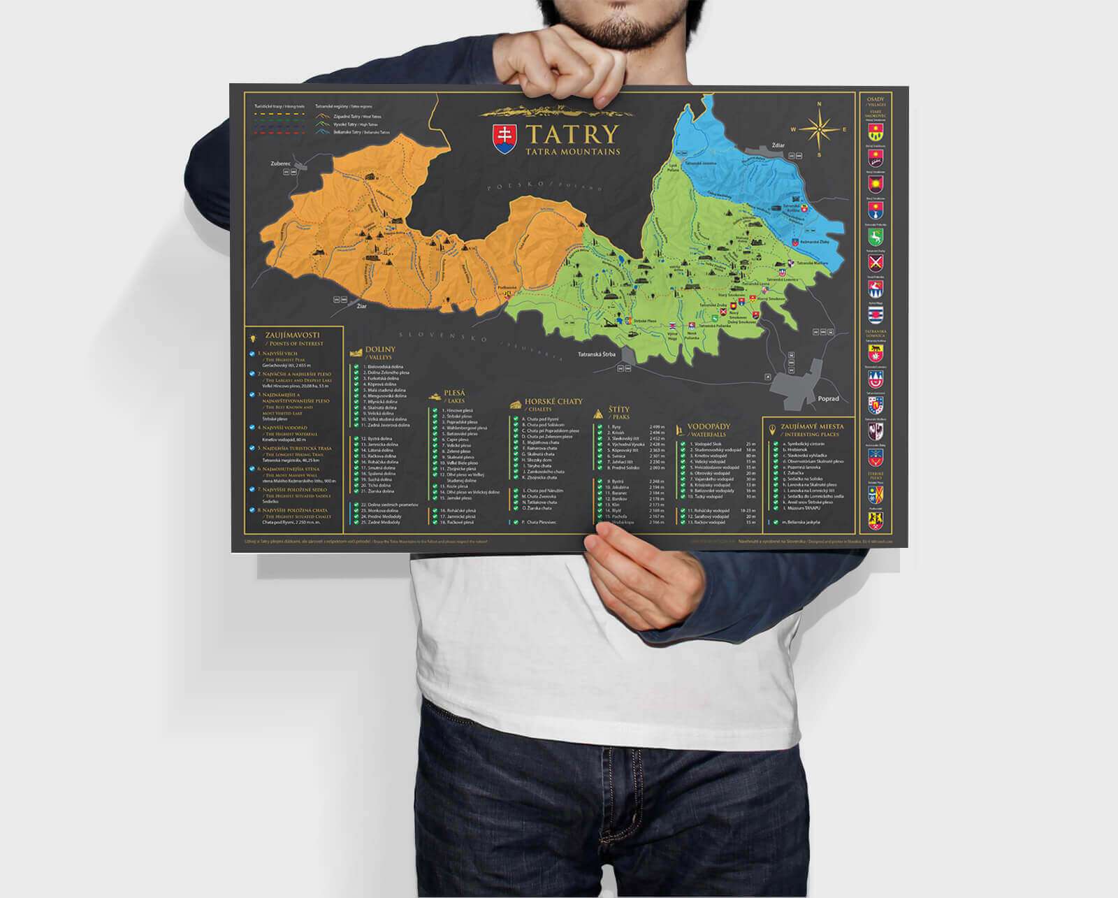 Scratch off map of the Western, Belianske and High Tatras - size A3