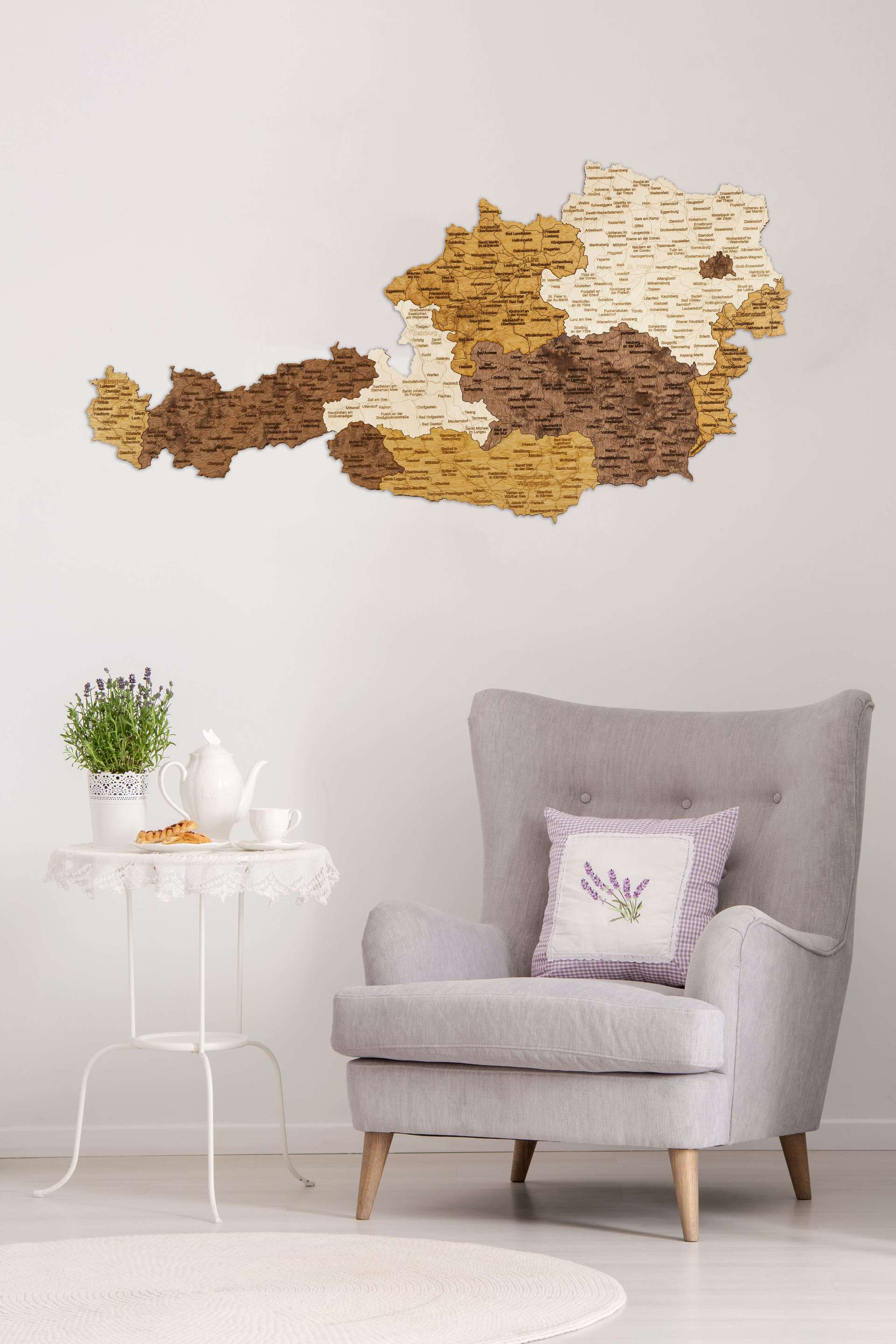 Wooden Map of Austria