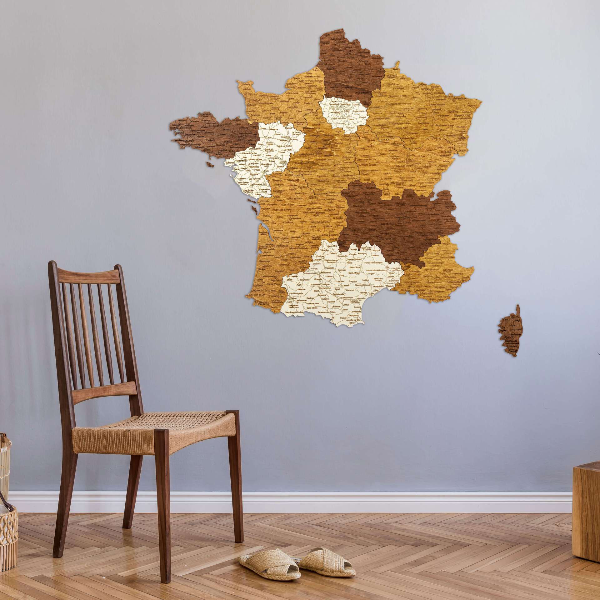 Wooden Map of France