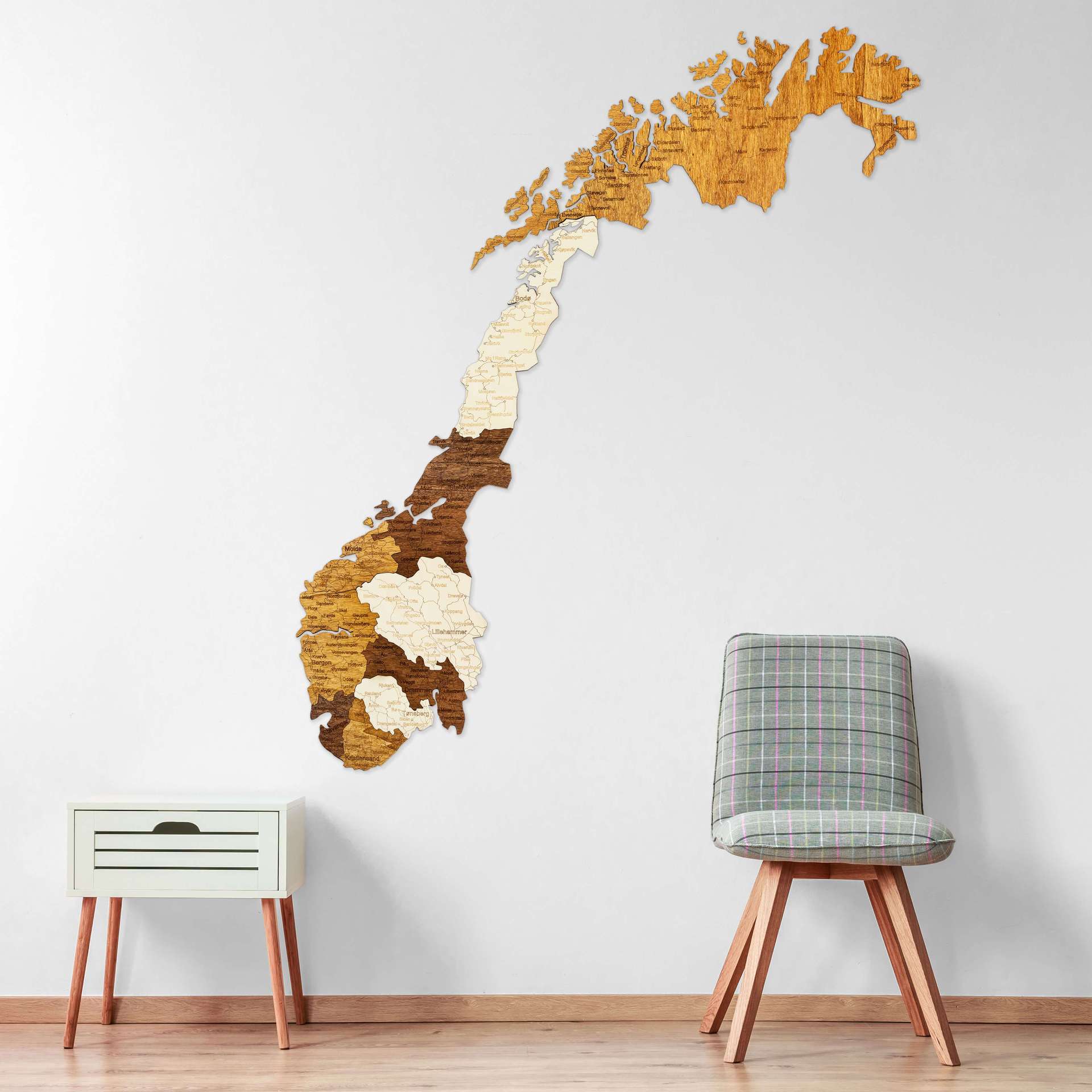 Wooden Map of Norway