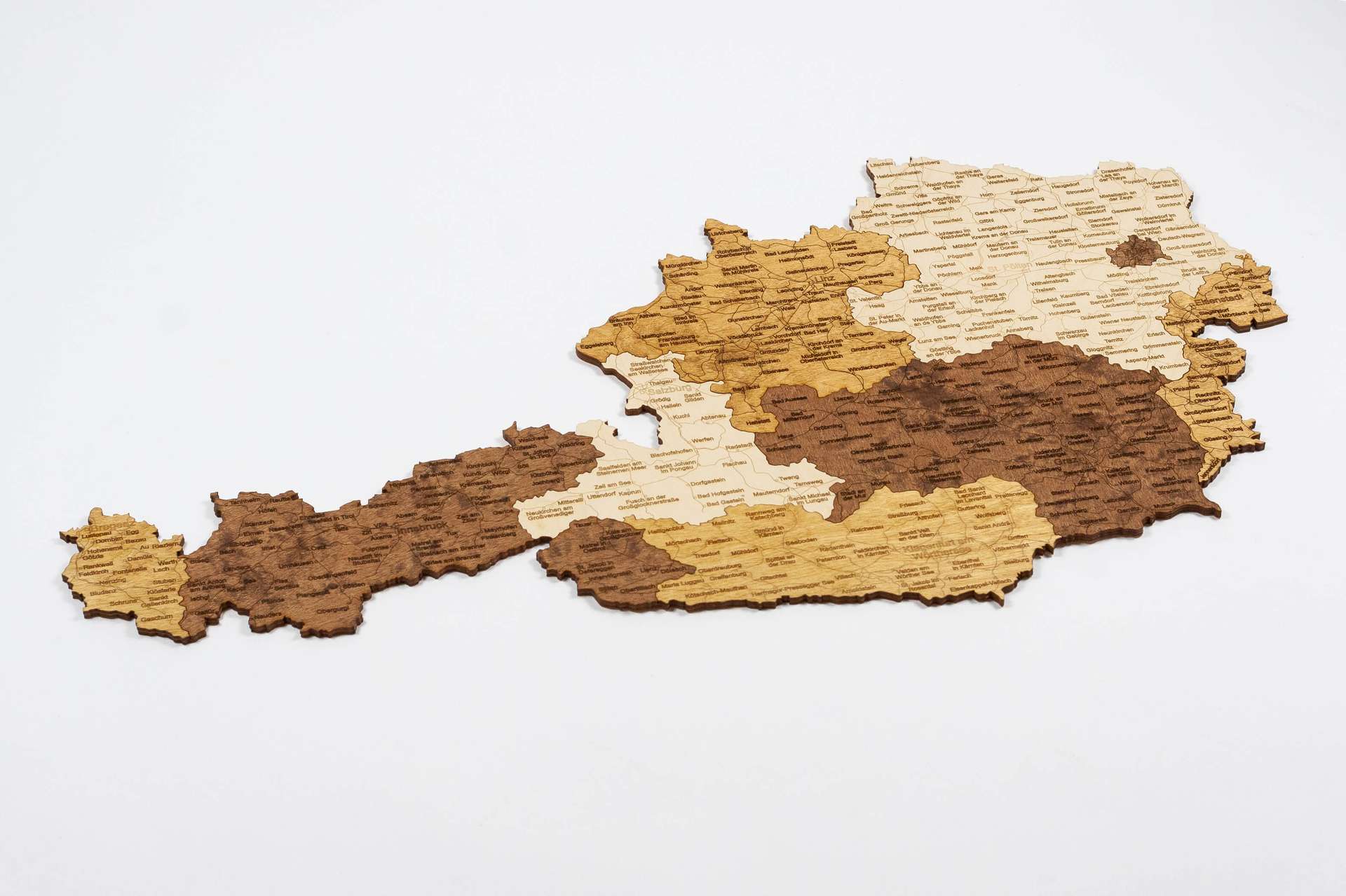 Wooden Map of Austria