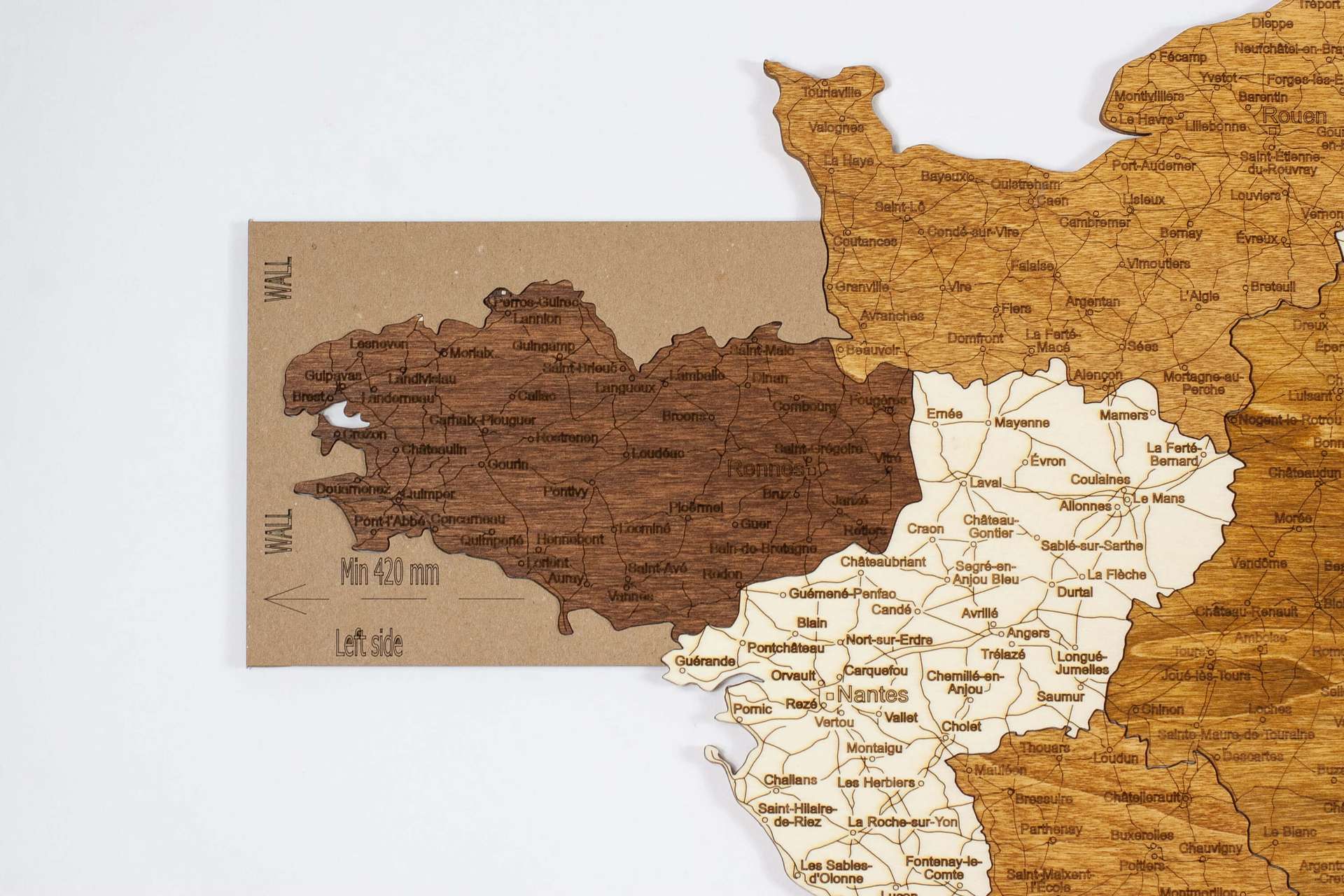 Wooden Map of France