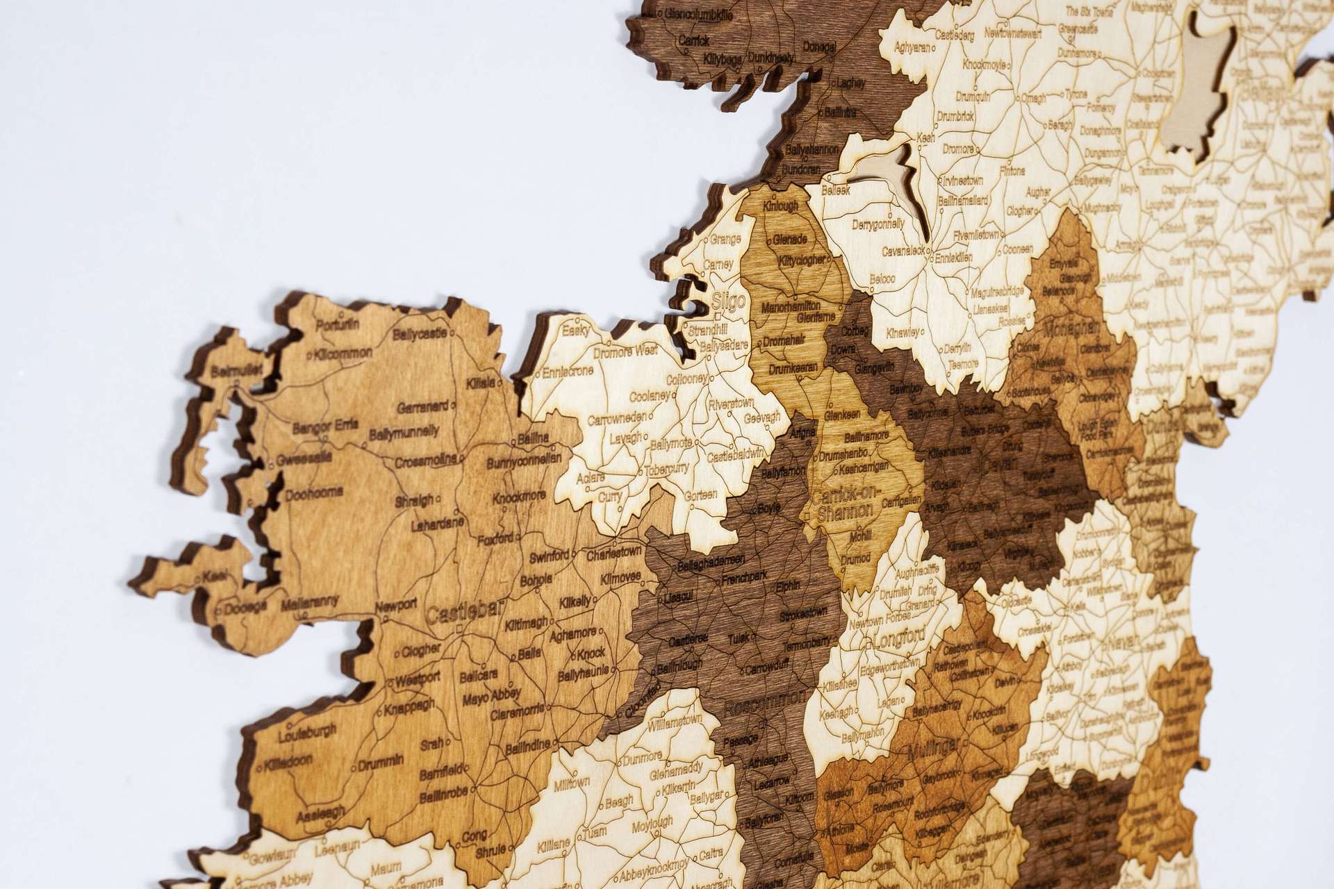 Mapa da Irlanda em madeira