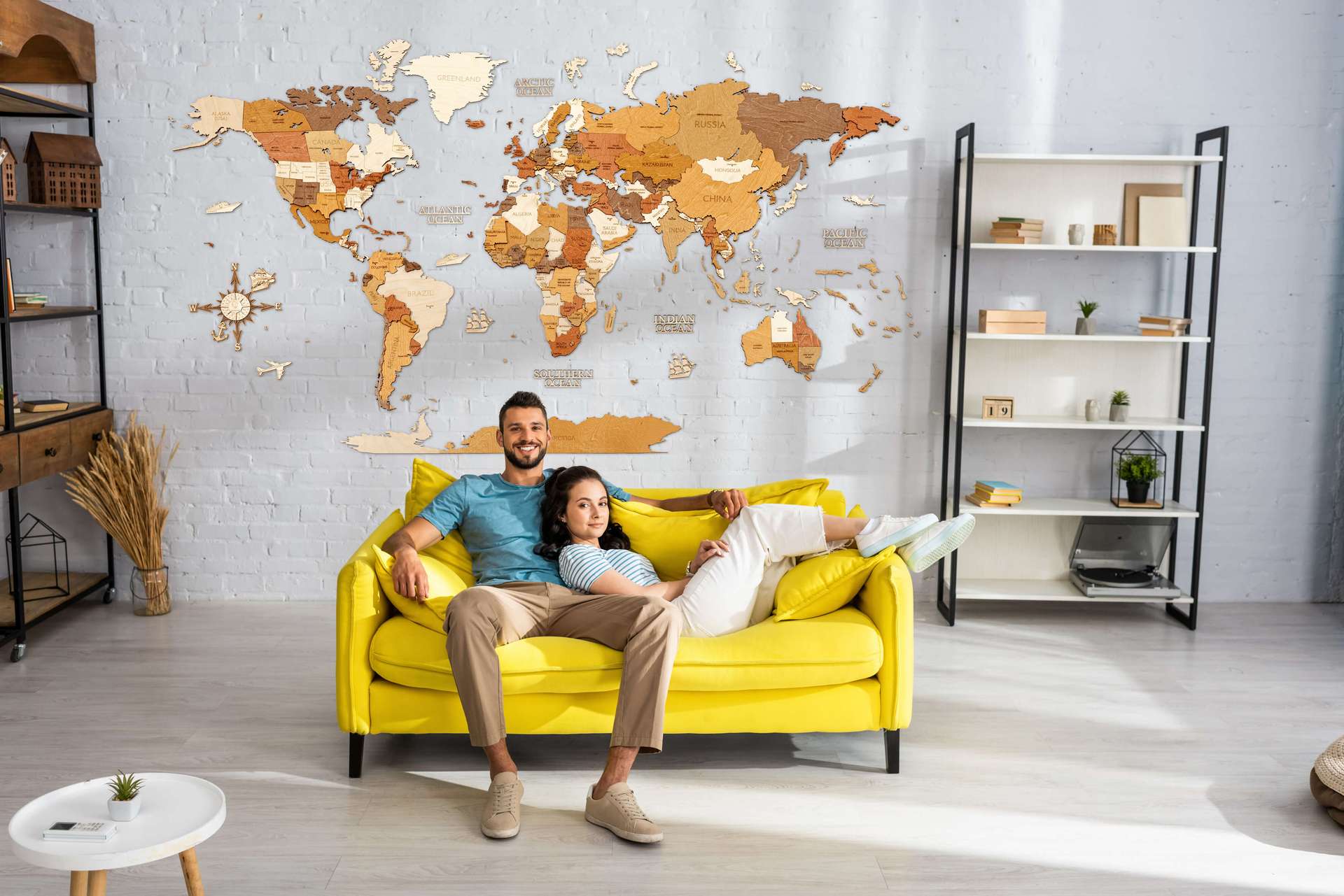 Wooden World Map Wall Decoration