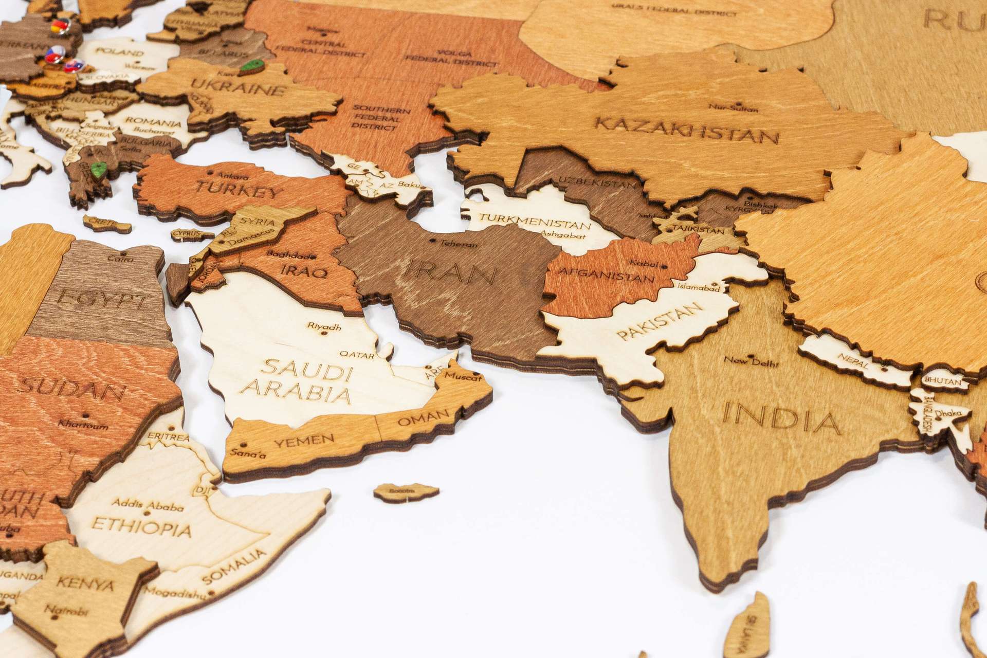 Wooden World Map Wall Decoration