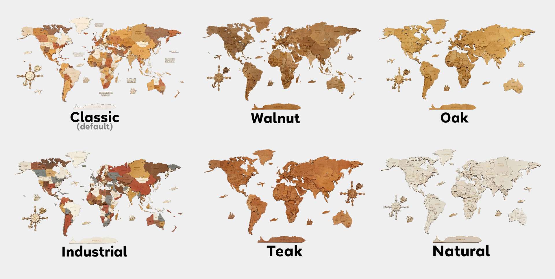 Wooden World Map Wall Decoration