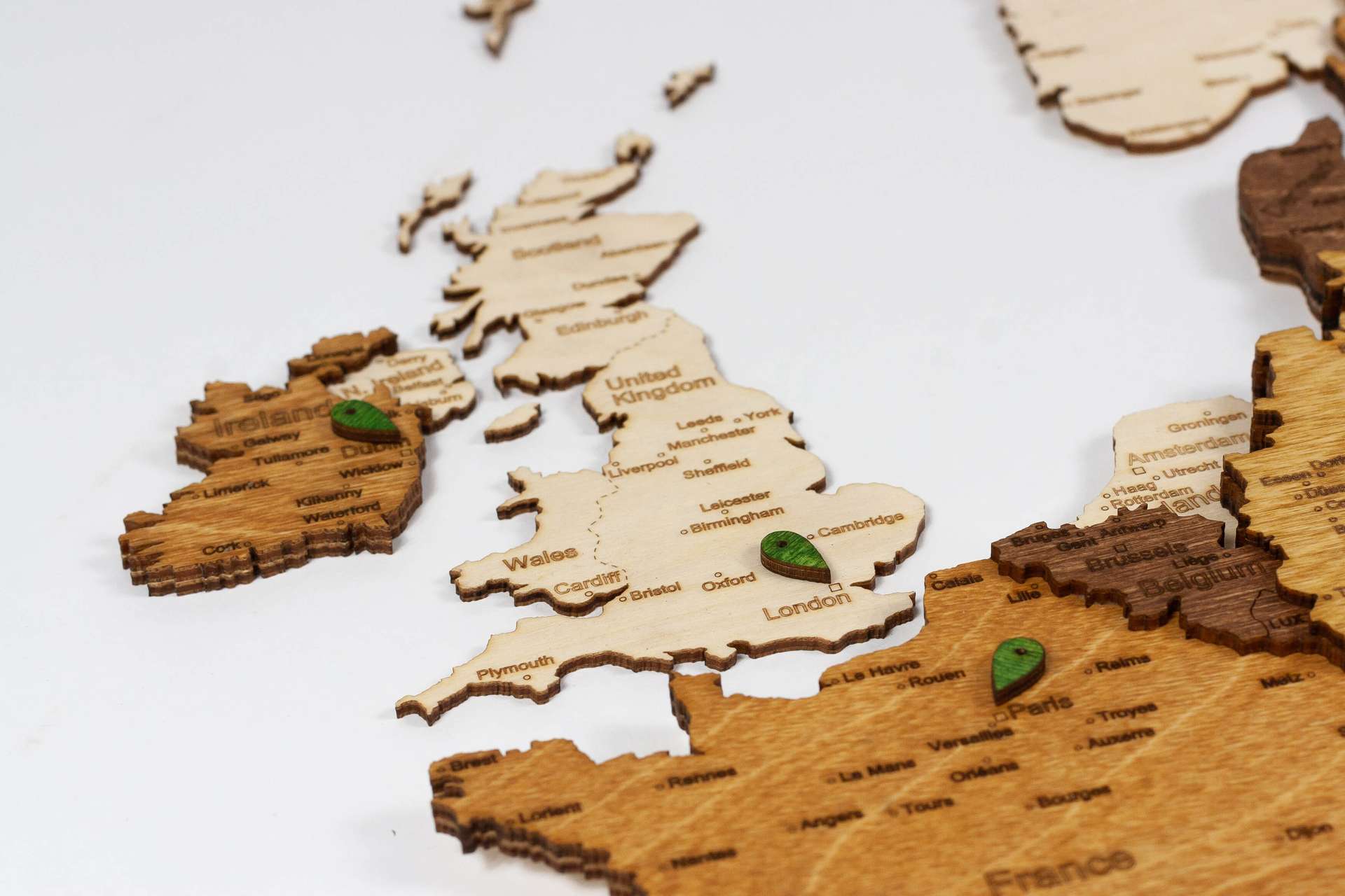 3D Wooden Wall Map of Europe