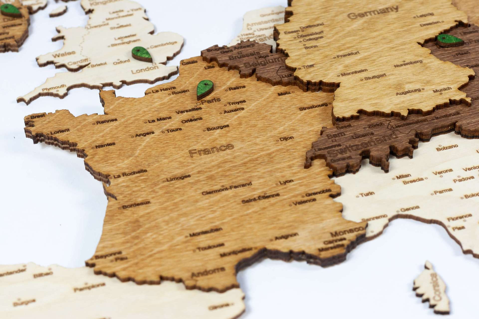 3D Wooden Wall Map of Europe