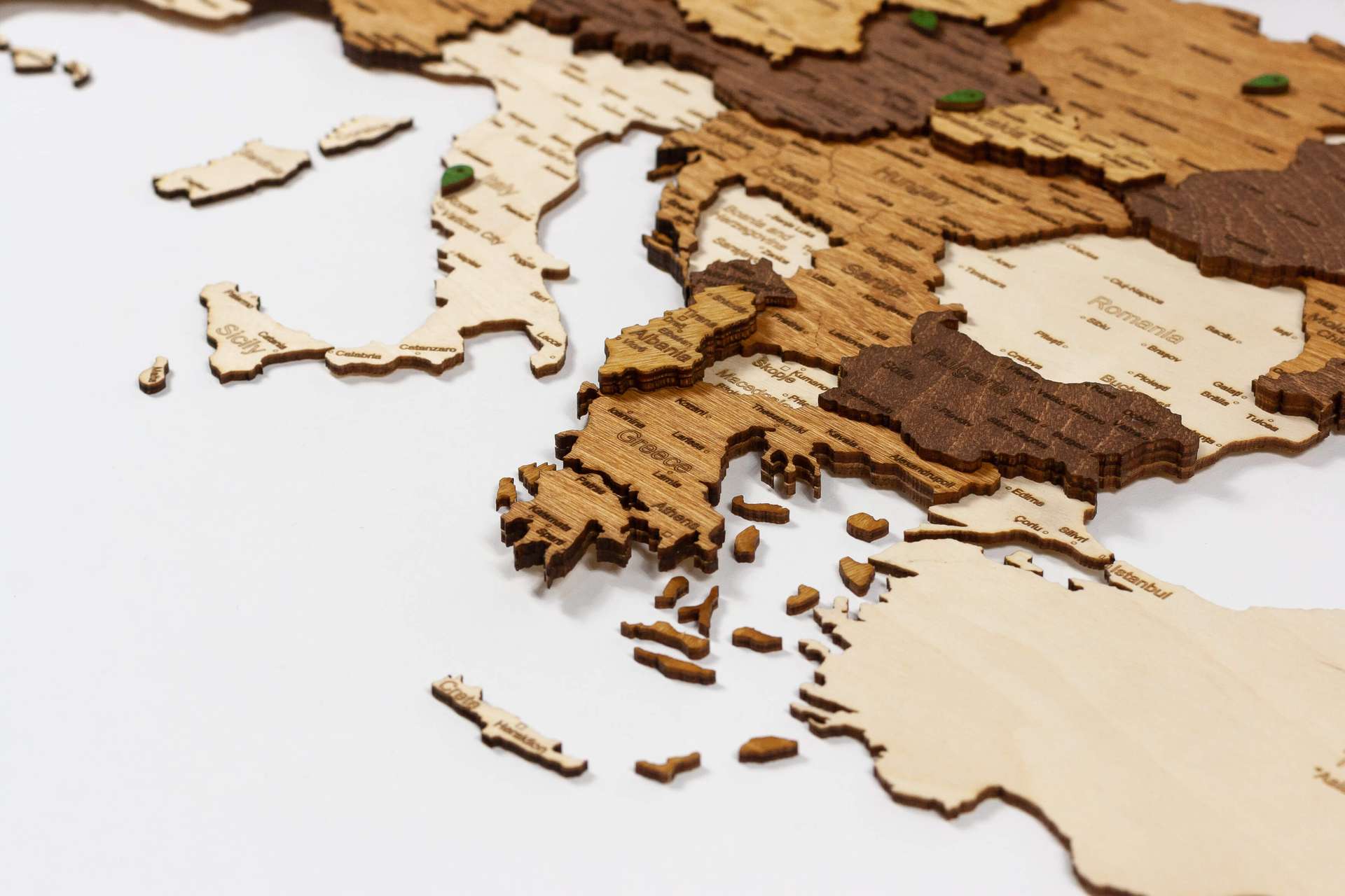 3D Wooden Wall Map of Europe