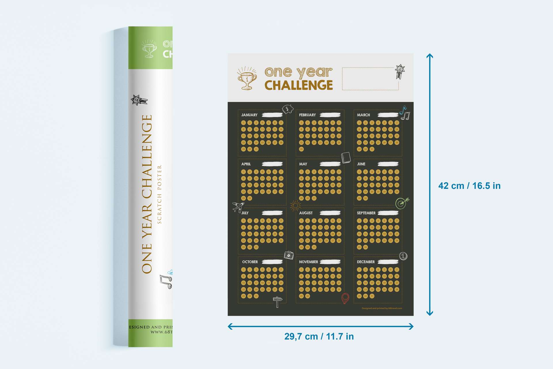 One Year Challenge Scratch Poster