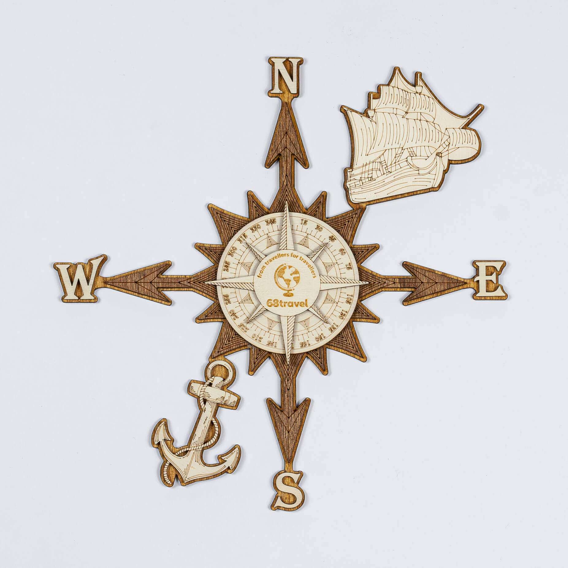 3D Wooden Compass